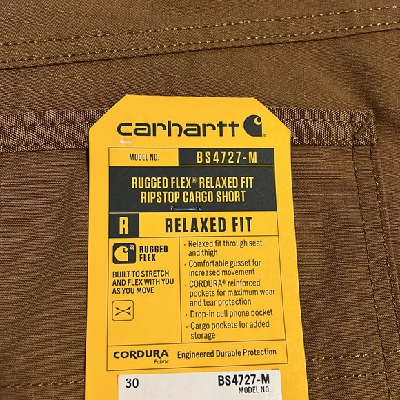Carhartt Men's Rugged Flex Relaxed Fit Ripstop Cargo Shorts, Brown - Picture 4 of 8